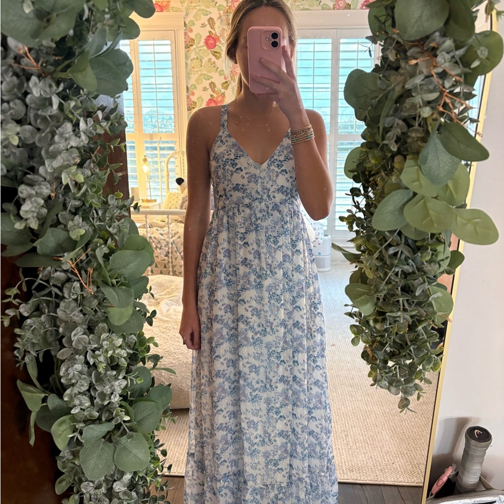 Lulu's Blue and White Floral Dress